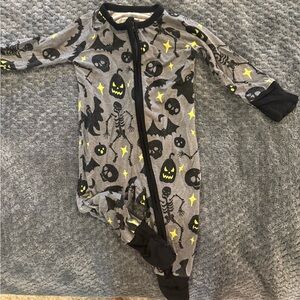 Little Sleepies Gray and Black Halloween Kids Footie